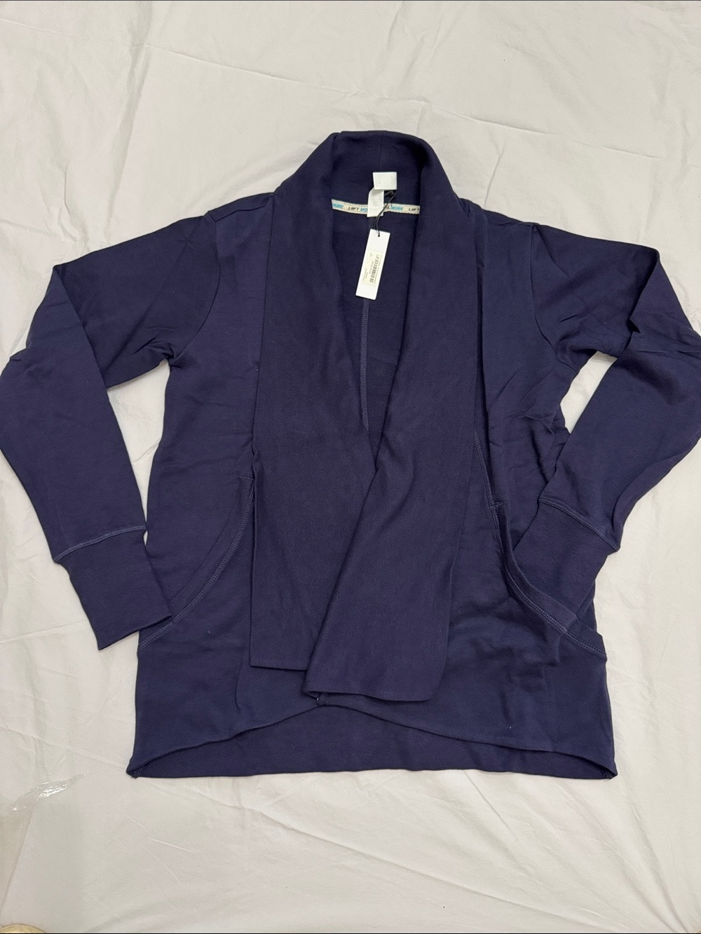 NWT | Beachbody Navy Open-Front Shawl Collar Cardigan | Size L